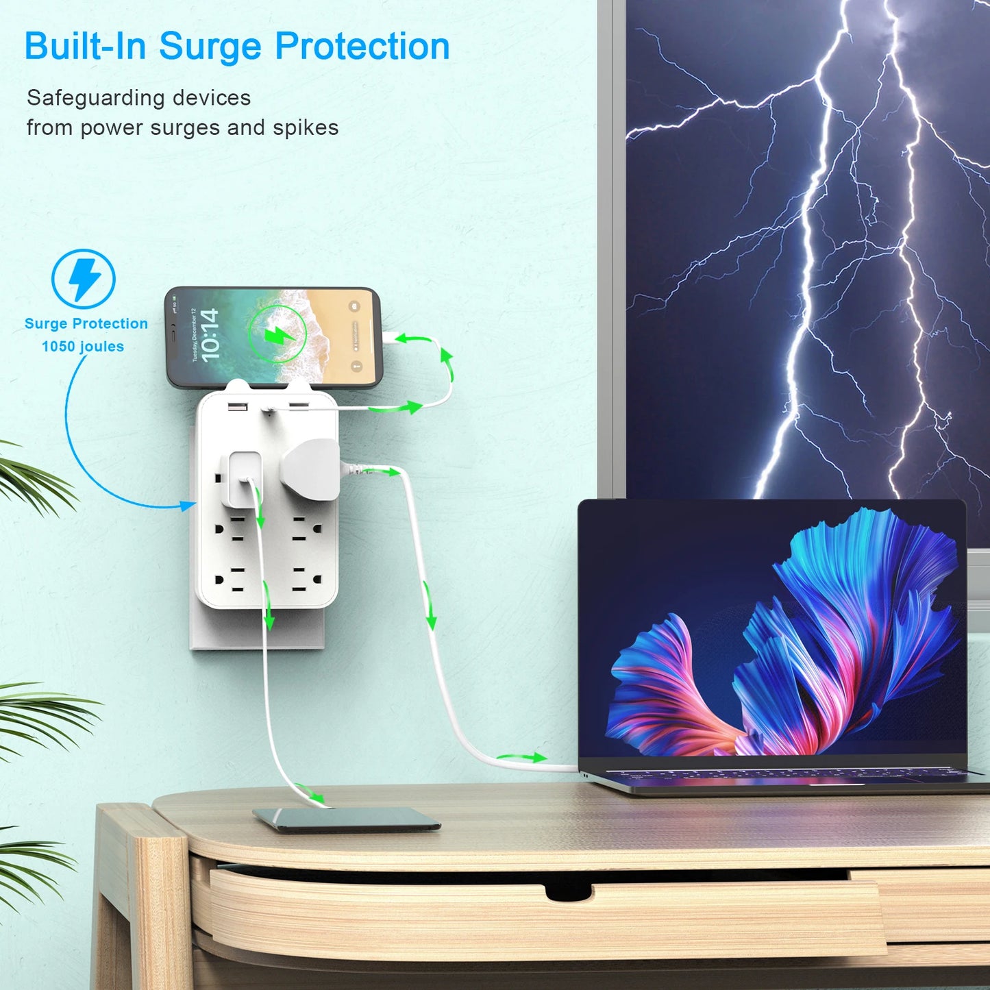 6-Outlet Power Strip with USB-C & Fast Charging Ports