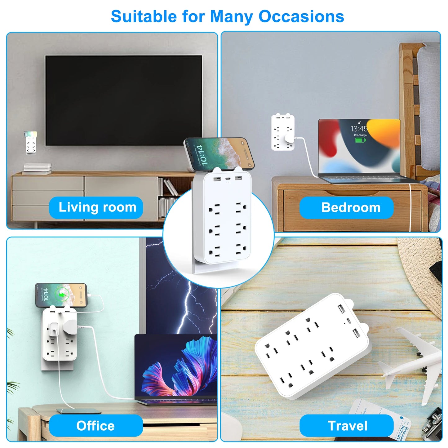 6-Outlet Power Strip with USB-C & Fast Charging Ports